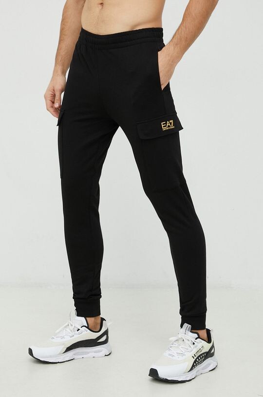 

Хлопковые спортивные брюки EA7 Emporio Armani, черный