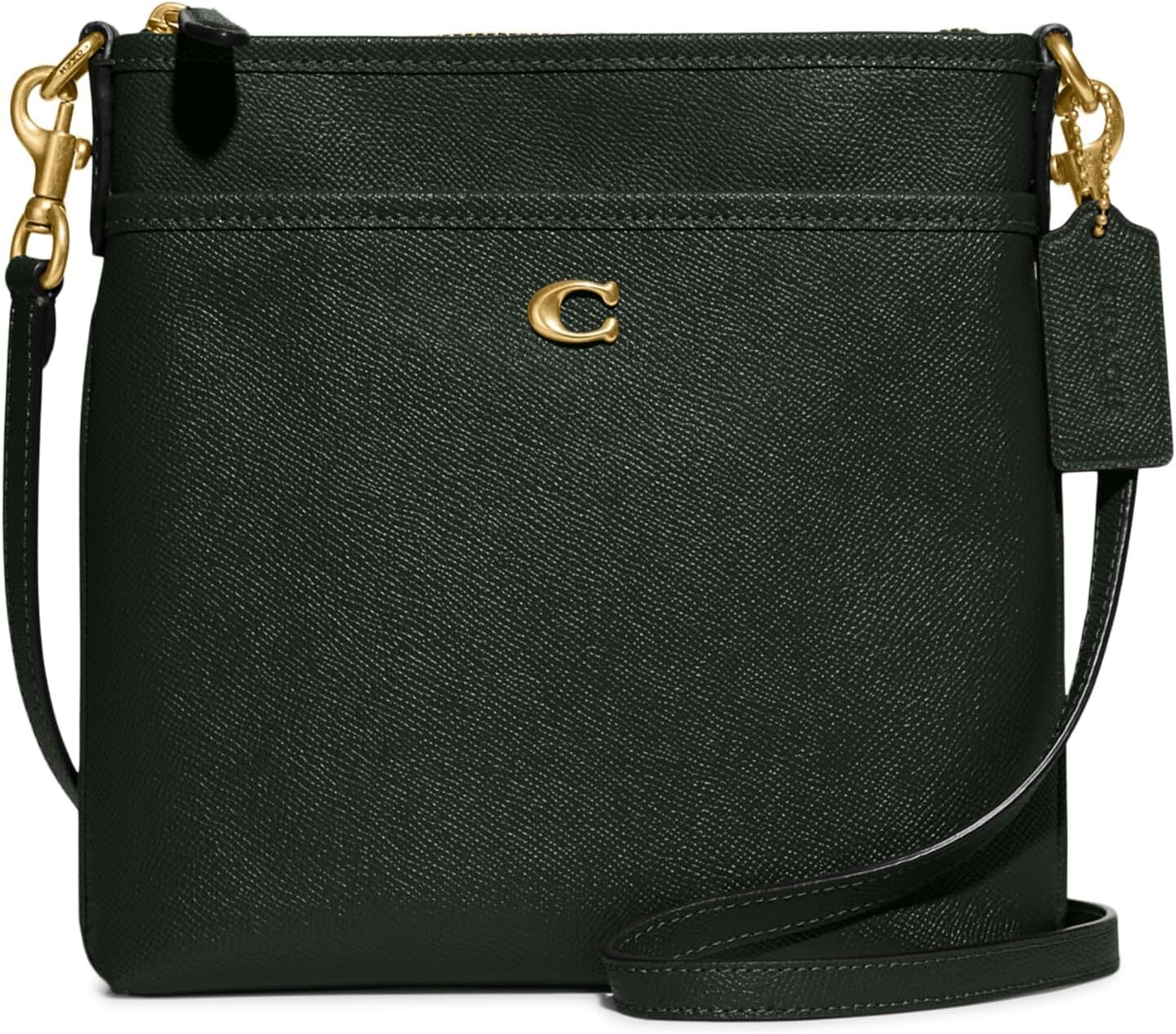

Сумка Cross Grain Leather Kitt COACH, цвет Amazon Green