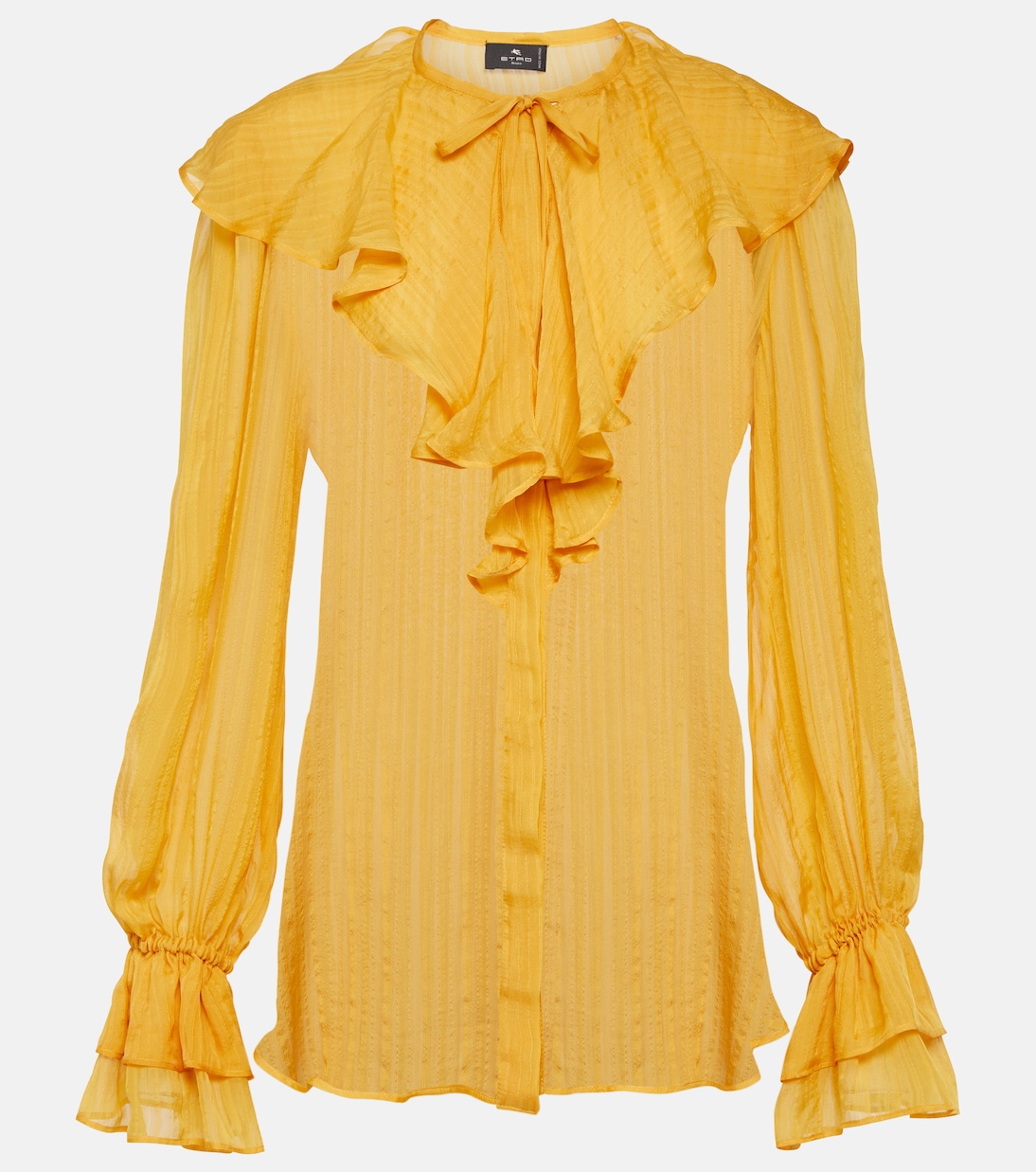 Шелковая блузка с оборками Etro, желтый