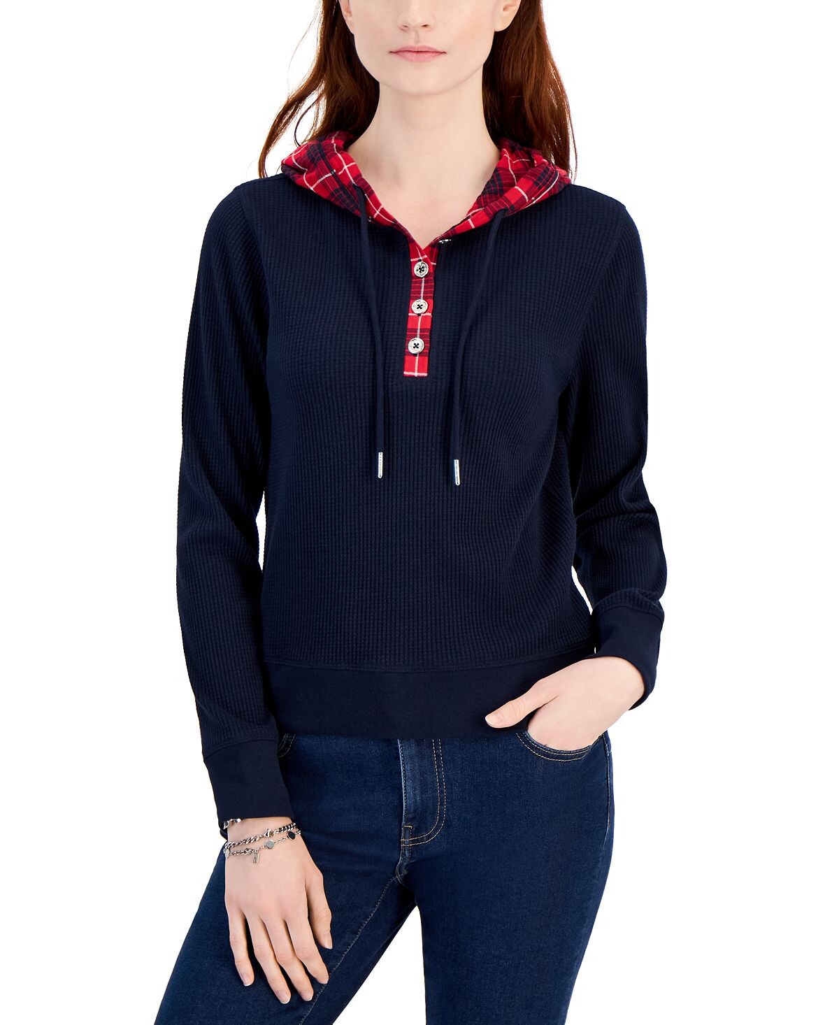 

Женский худи смешанной вязки вафельной вязки Tommy Hilfiger