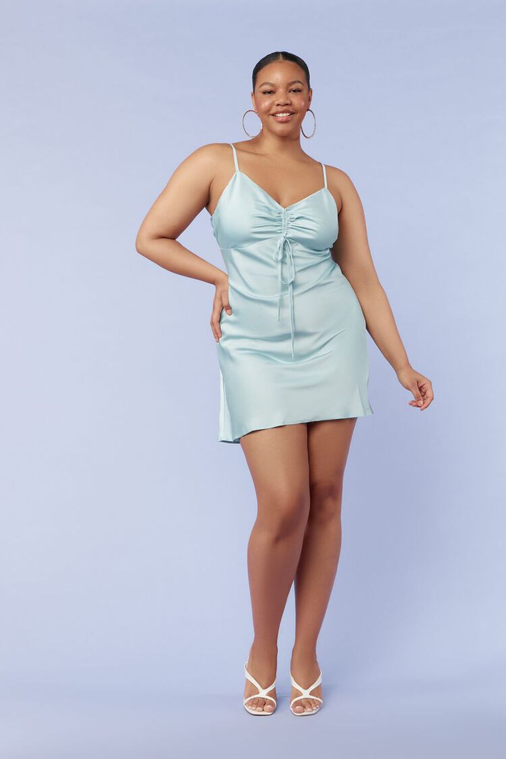 Атласное мини-платье больших размеров Forever 21, синий