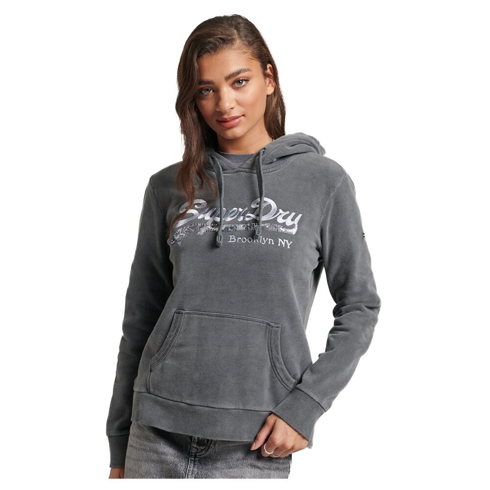 

Худи Superdry Vintage Logo Borough, серый