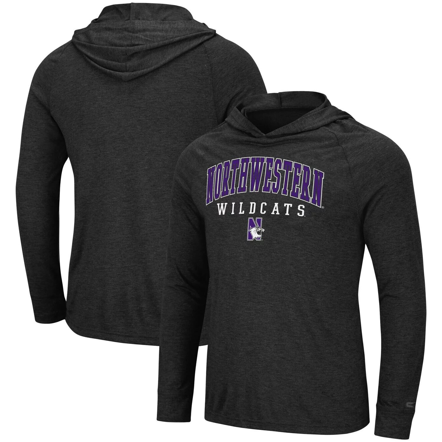

Мужская черная футболка с капюшоном и длинными рукавами Northwestern Wildcats Campus Colosseum, Черный