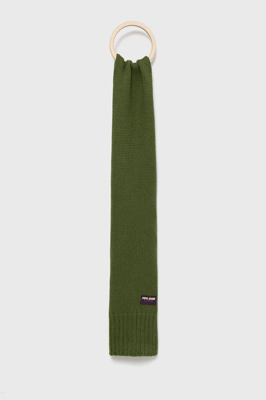 Шарф из смесовой шерсти Pepe Jeans, зеленый