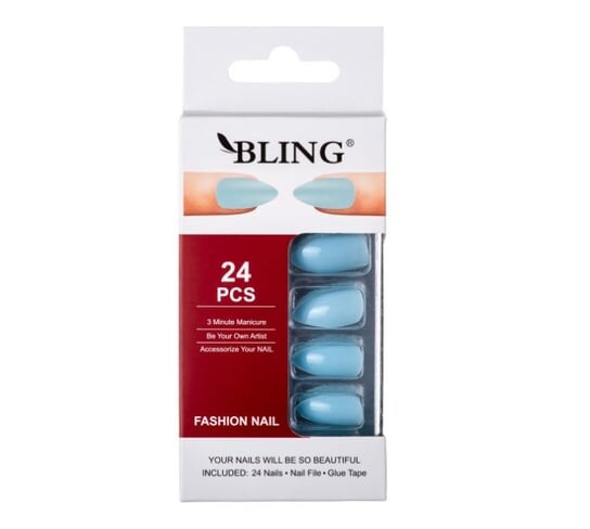

Искусственные ногти, Типсы BLING Fashion Nail Tips (24 шт.) - голубой, inna