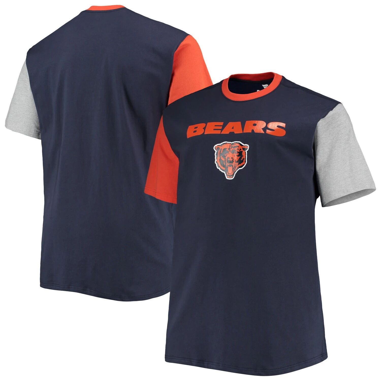 

Мужская темно-синяя/оранжевая футболка Chicago Bears Big & Tall с цветными блоками, Синий