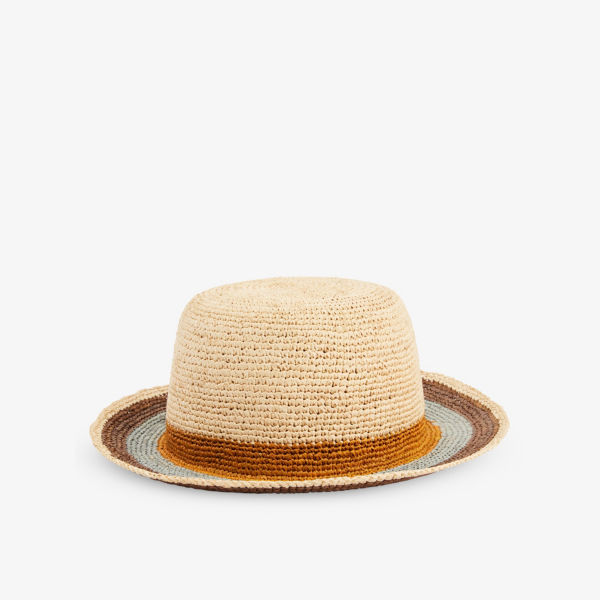 Полосатая широкополая соломенная шляпа Paul Smith, коричневый