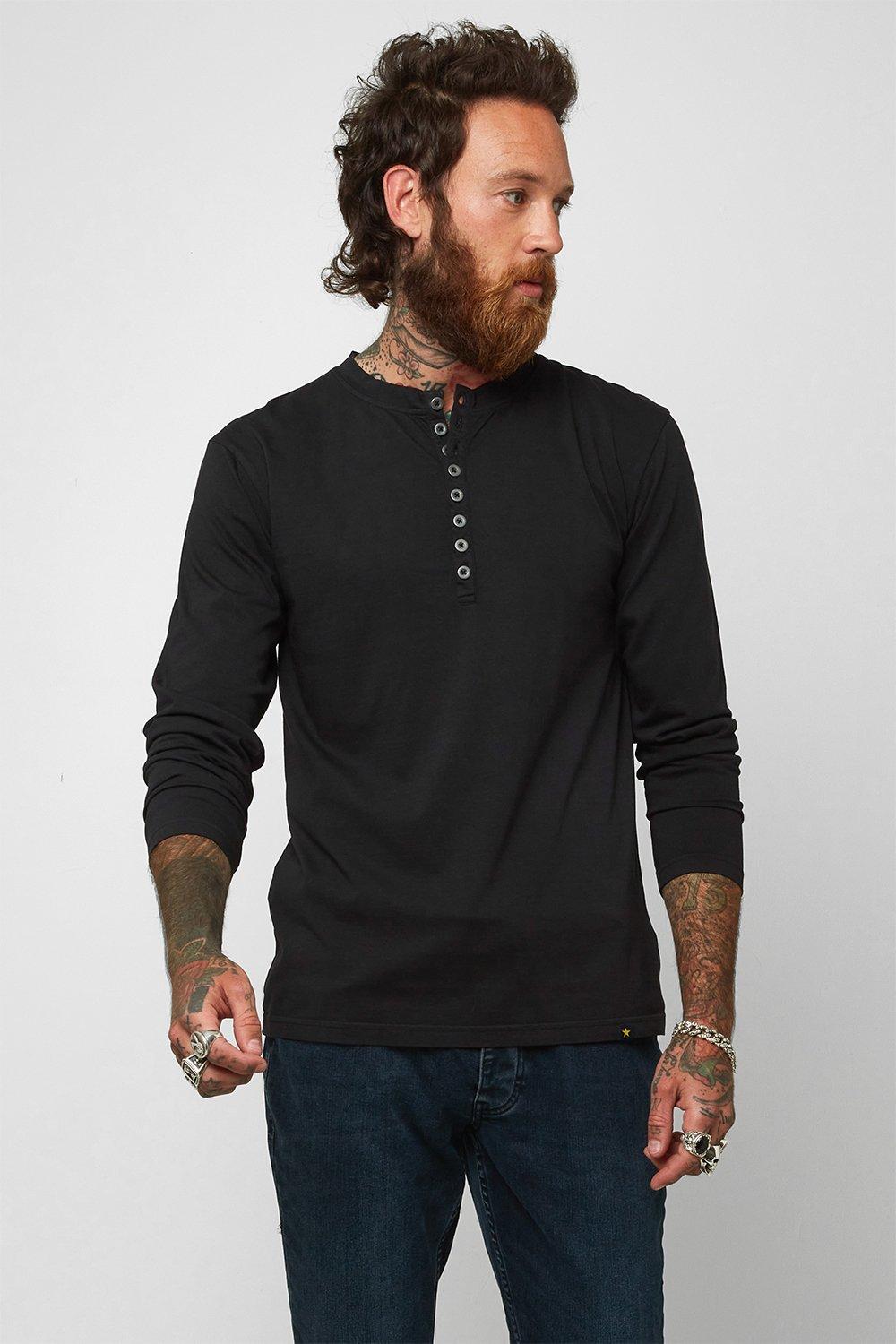 Классическая футболка Henley с длинными рукавами на пуговицах Joe Browns, черный топ с длинными рукавами cipo