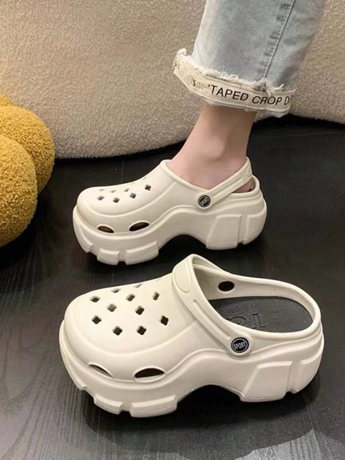 

Женские туфли Croc, полые, спортивные, белые, ЭВА, белый