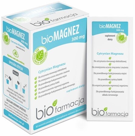 

bioMagnesium 300mg - Натуральный питьевой магний, 30 пакетиков Biofarmacja