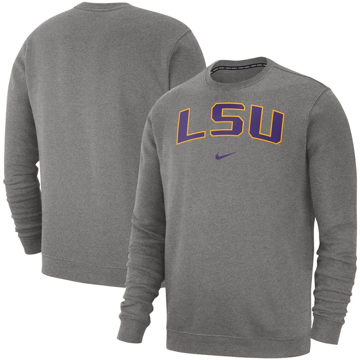 

Мужская серая флисовая толстовка LSU Tigers Club с меланжевым отливом Nike, Серый