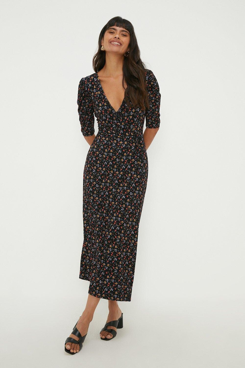 

Черное платье с запахом и рюшами в стиле Ditsy Dorothy Perkins, черный