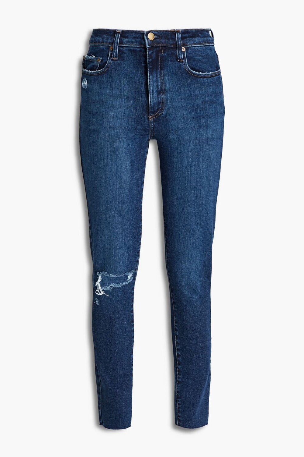 

Потертые джинсы скинни с высокой посадкой Nobody Denim, темный деним