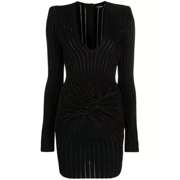 

Платье ribbed-knit long-sleeve dress Balmain, черный