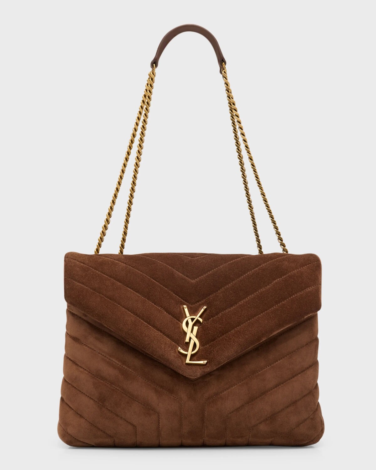 

Сумка через плечо Loulou Medium YSL из стеганой замши Saint Laurent, цвет Bark Brown