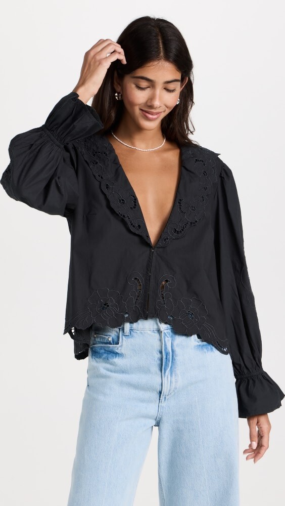

Топ Free People Maisie Cutwork, черный