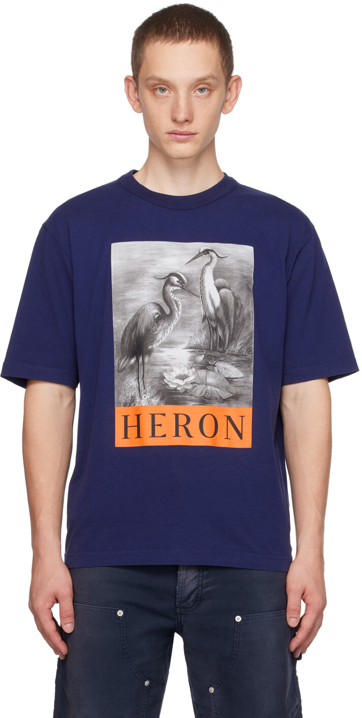 

Темно-синяя футболка с цаплей Heron Preston, Синий