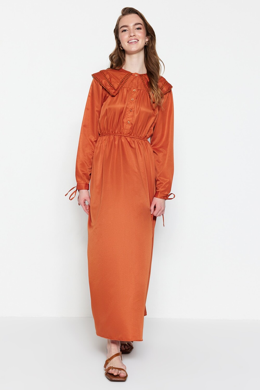 

Платье - Коричневое - Платье-рубашка Trendyol Modest, коричневый