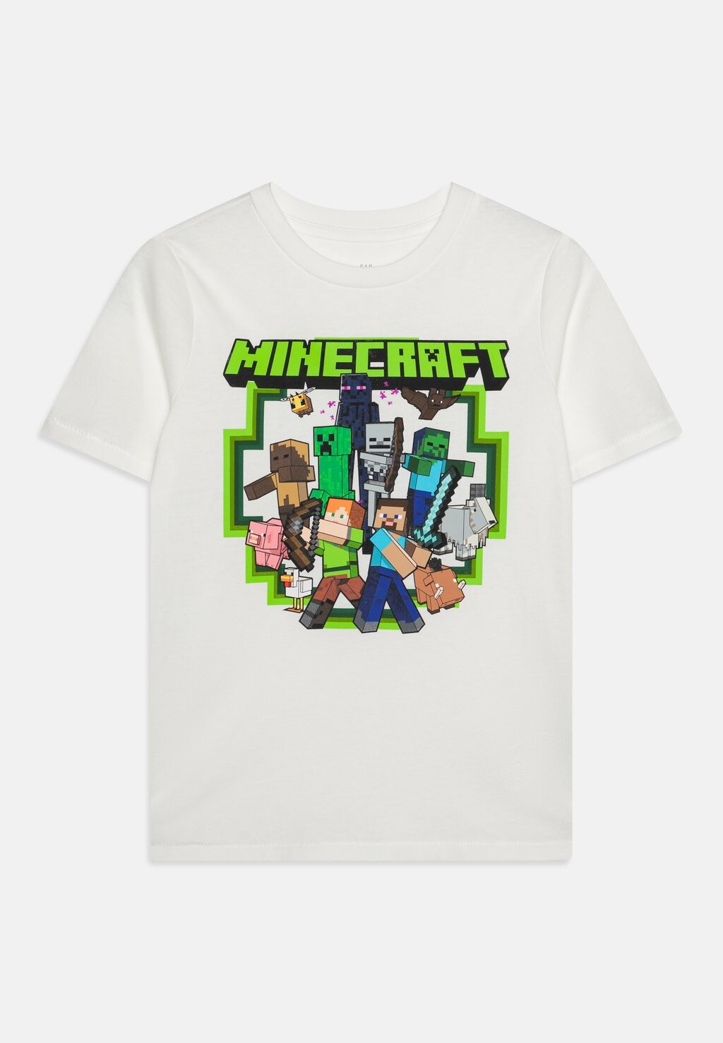 

Футболка с принтом Minecraft Graphic Tee Boys GAP, новая кремово-белая