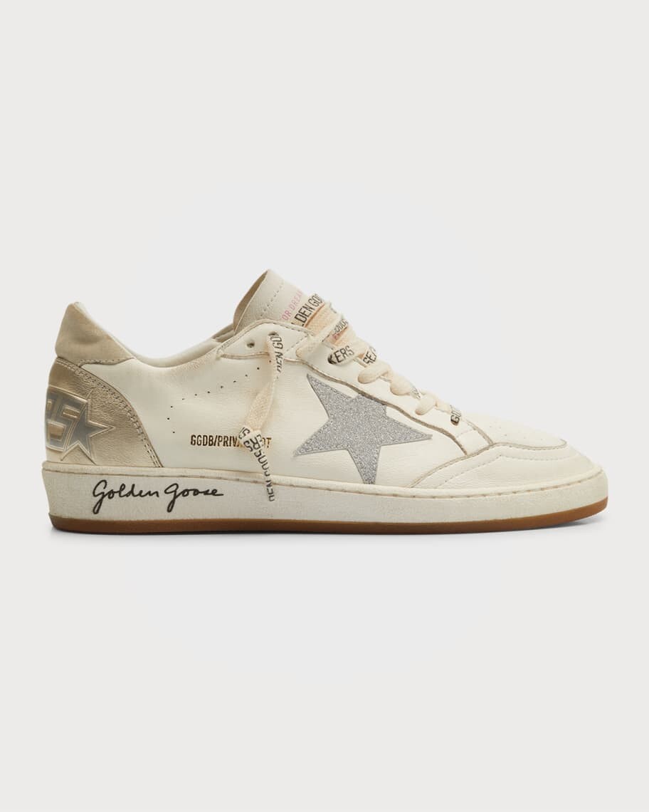 

Кожаные низкие кеды Ballstar с эффектом металлик Golden Goose