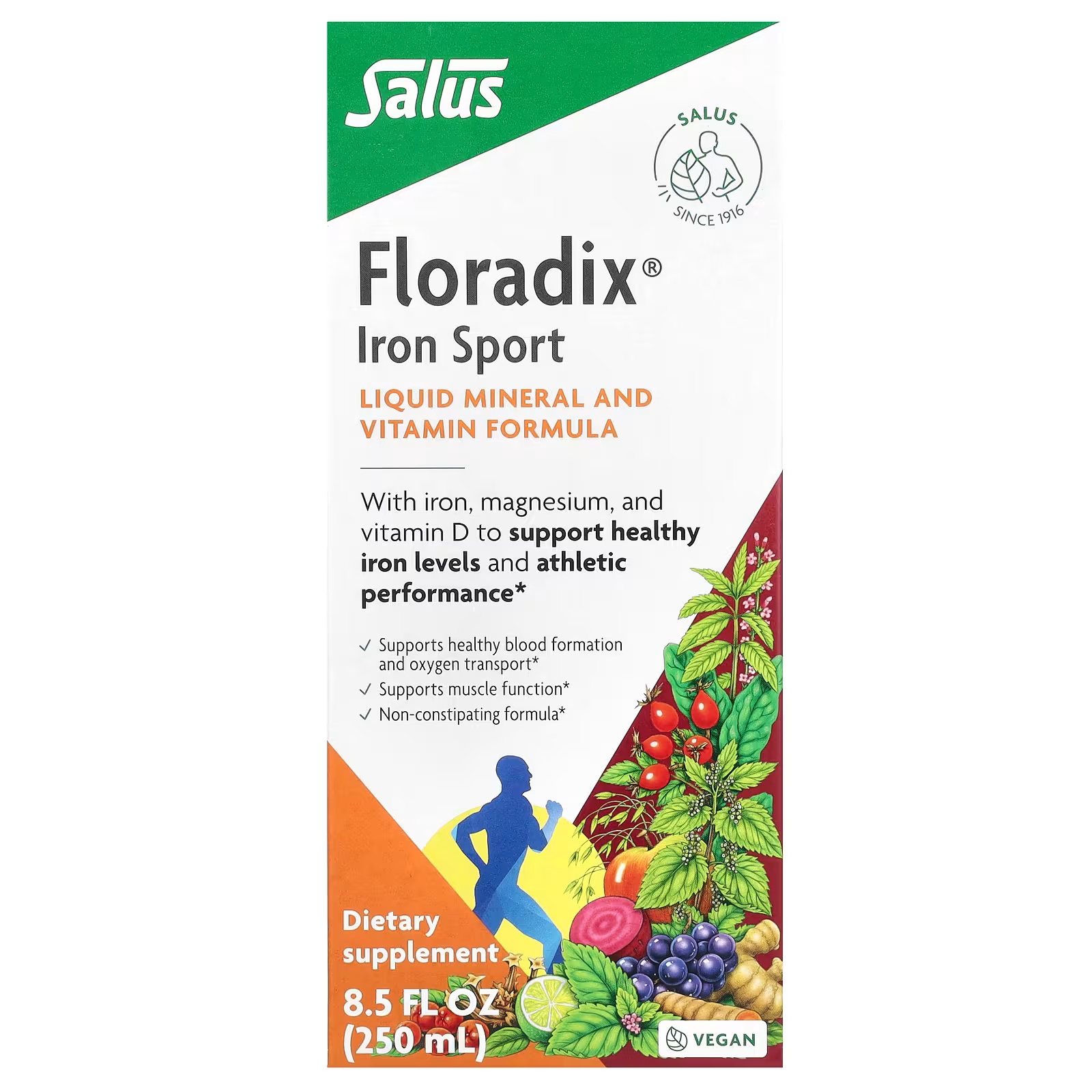 Пищевая добавка Gaia Herbs Floradix Iron Sport, 250 мл кальций gaia herbs floradix 200 мг 250 мл