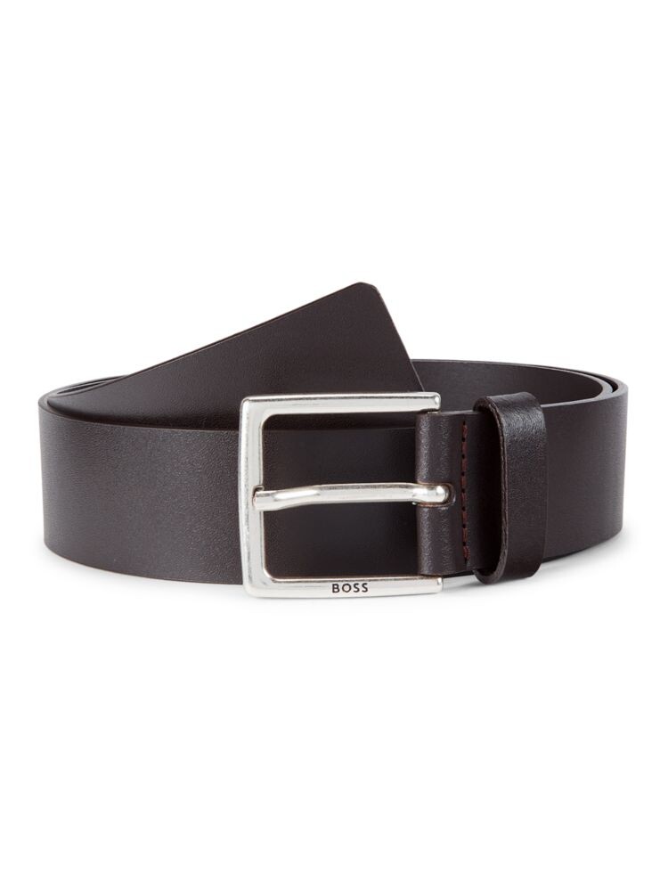 

Кожаный ремень с логотипом Rummi Boss, цвет Dark Brown