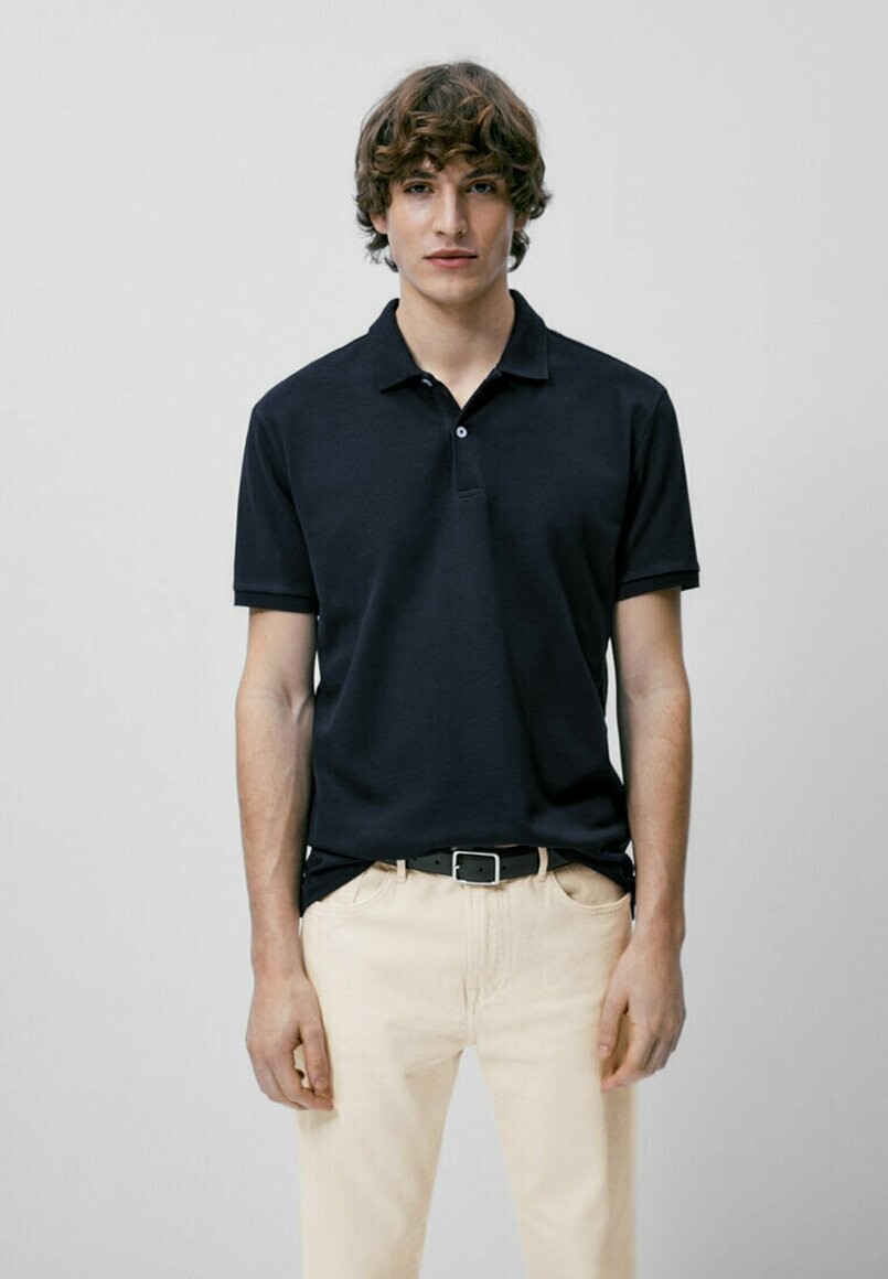 

Рубашка-поло Massimo Dutti, темно-синяя, Синий