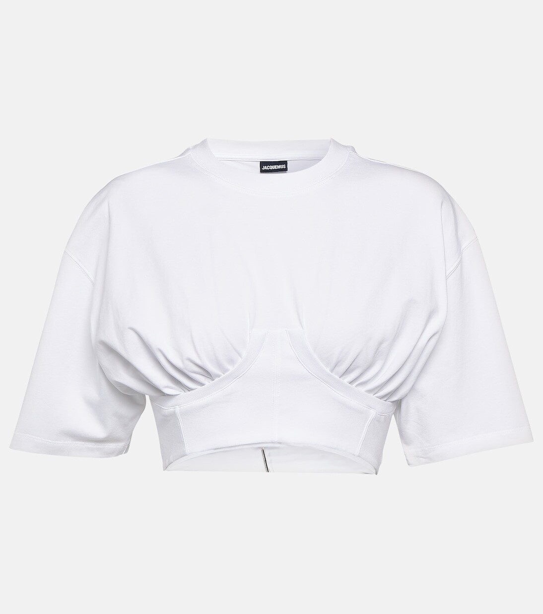 

Укороченный топ le t-shirt caraco из смесового хлопка Jacquemus, белый