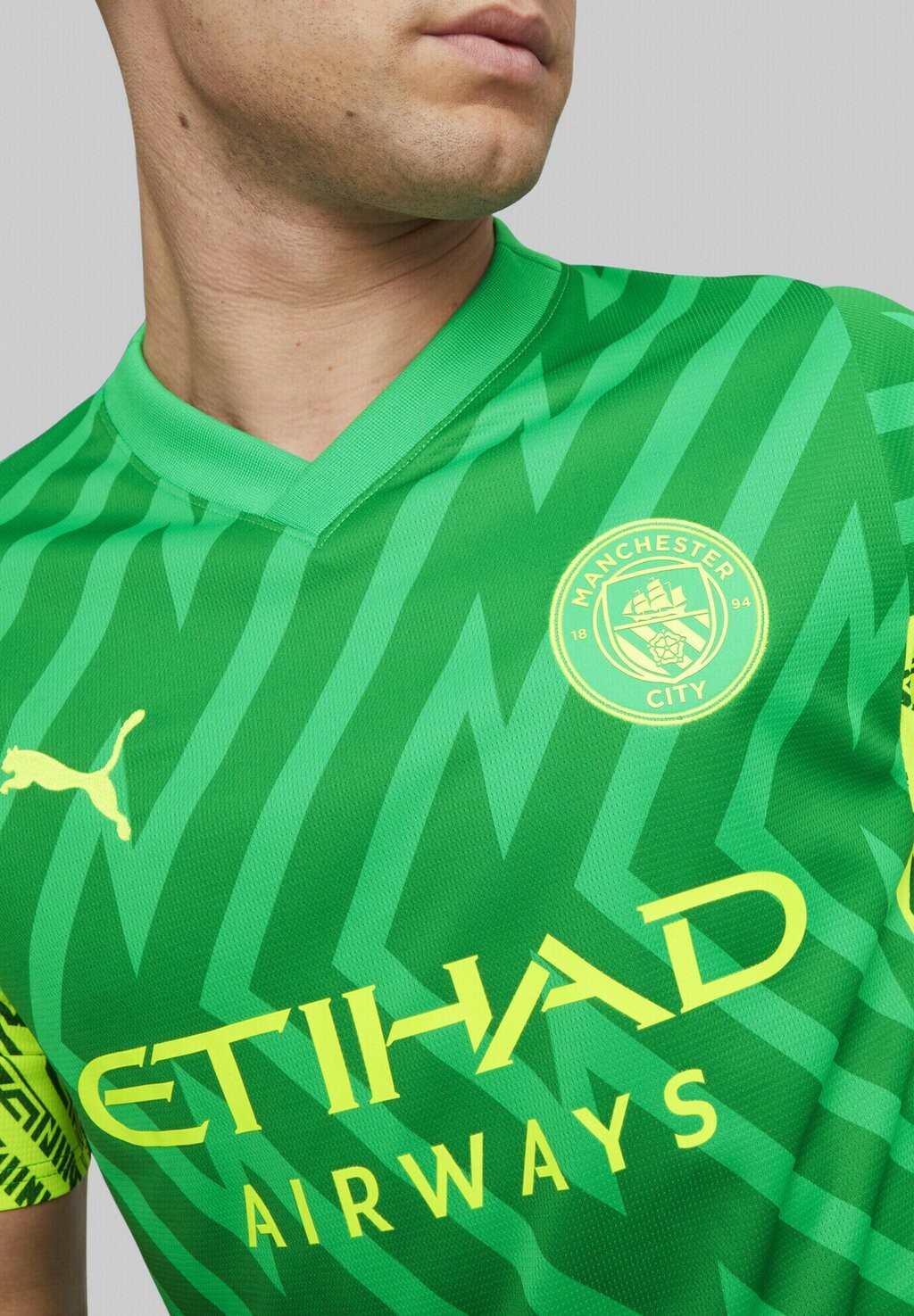 

Футболка с принтом MANCHESTER CITY ÄRMLIGES TORWART Puma, травянисто-зеленый желтый сигнал тревоги