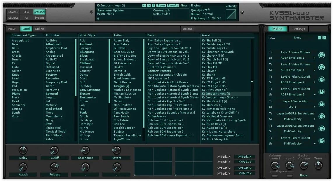 

KV331 Audio SynthMaster Everything Bundle Программный инструмент и предустановленные банки расширения