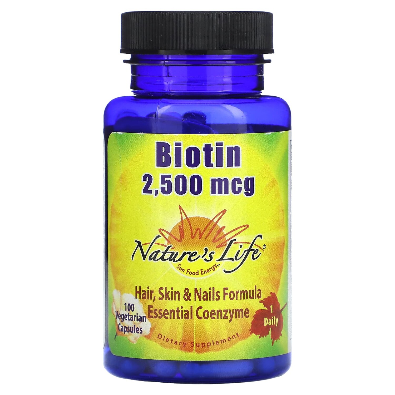 

Биотин, 2500 мкг, 100 вегетарианских капсул, Nature's Life