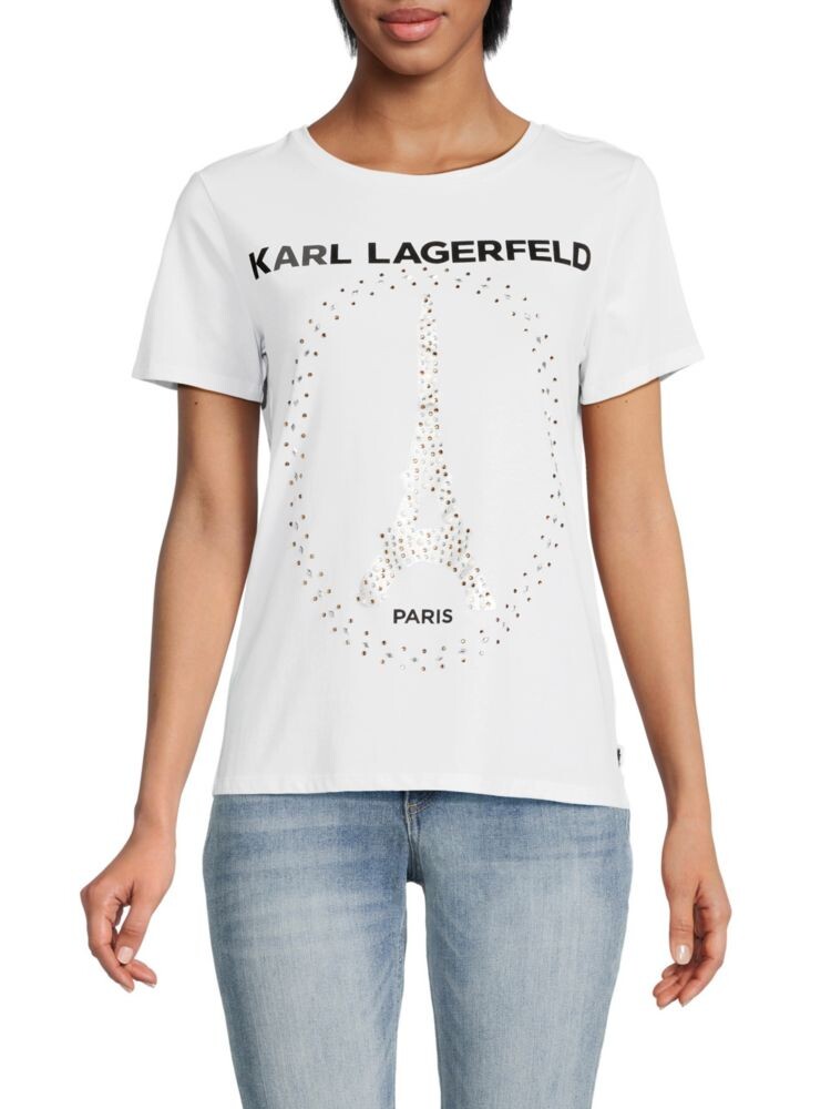 

Футболка с Эйфелевой башней из бисера Karl Lagerfeld Paris, белый