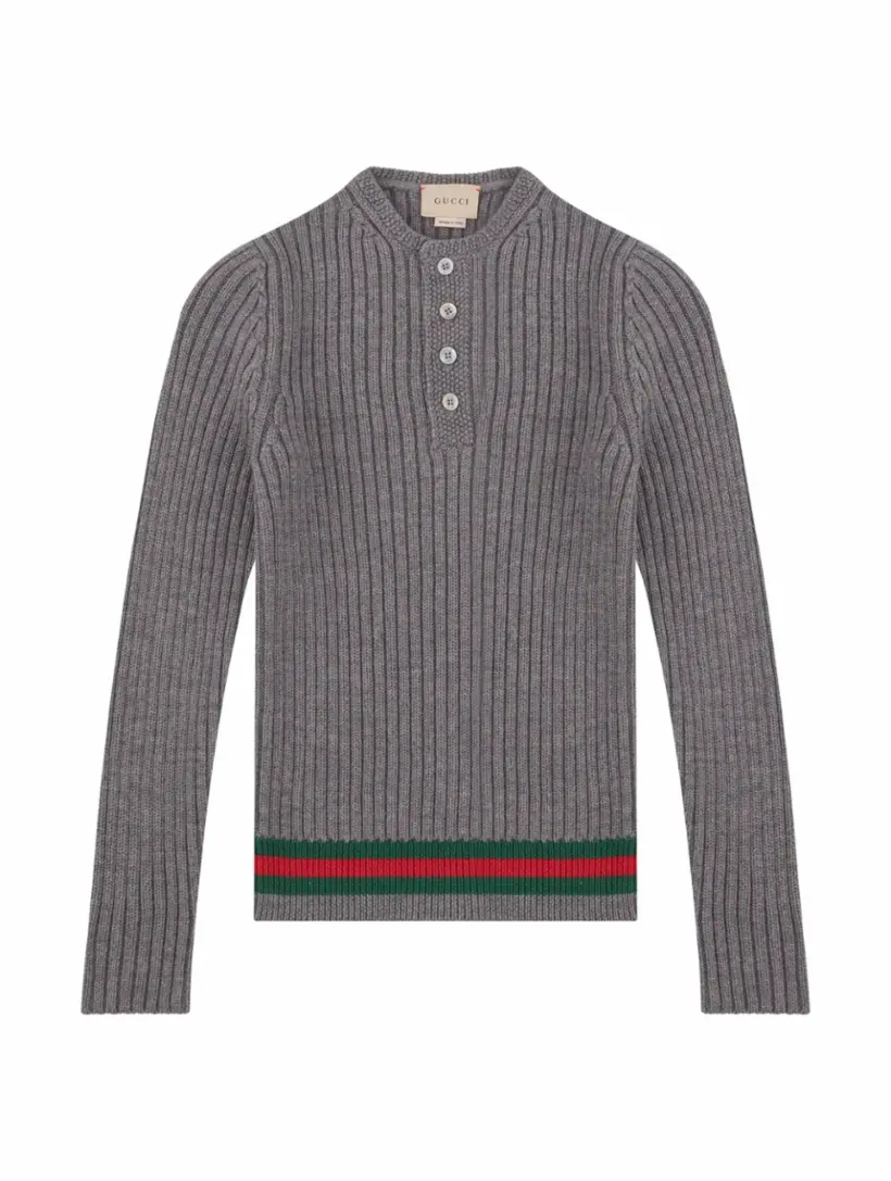 Шерстяной джемпер Web Gucci, серый