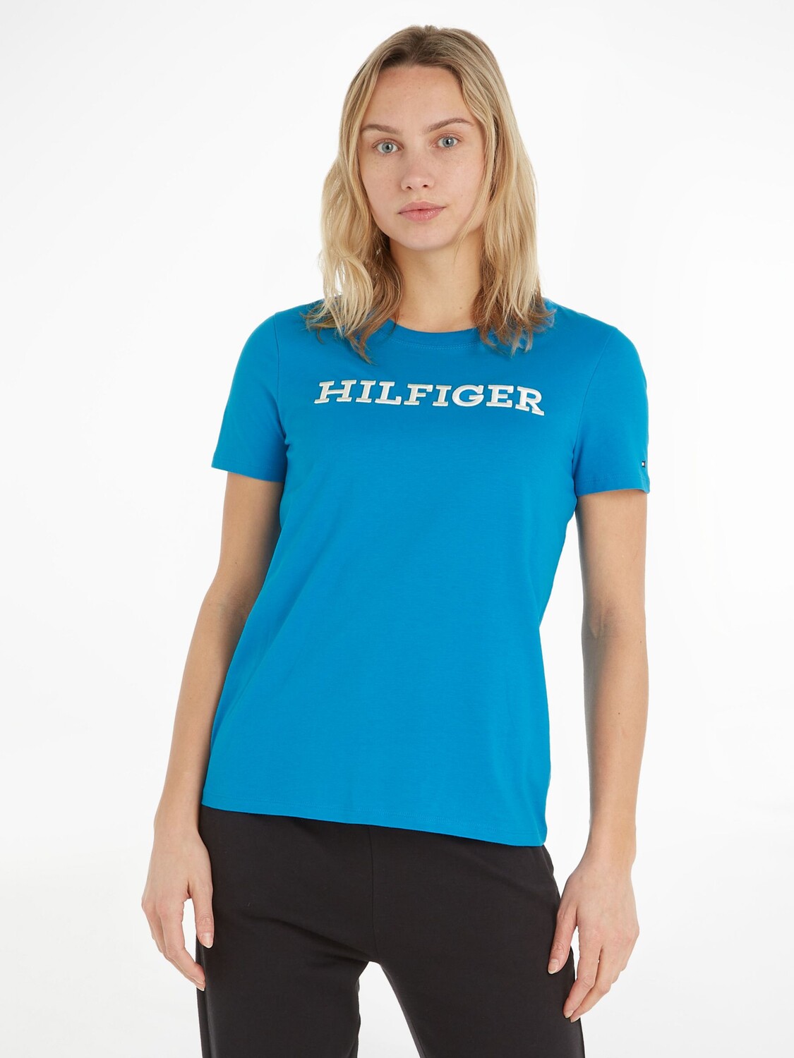 

Футболка с коротким рукавом Tommy Hilfiger Monotype, лазурный цвет морской волны, Синий