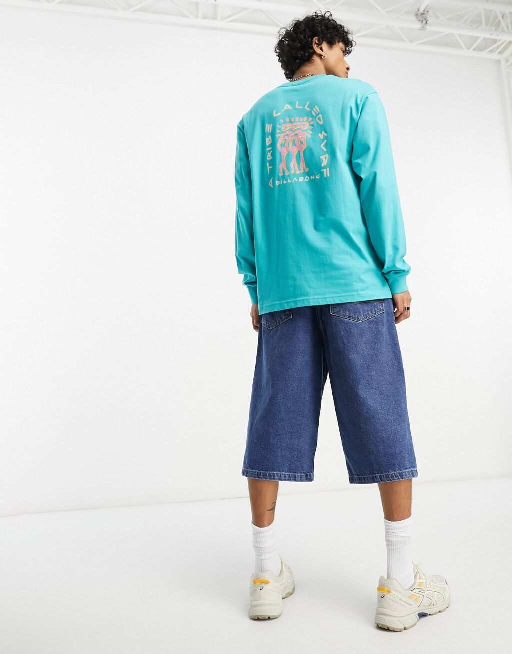 

Синяя футболка с контрастными длинными рукавами Billabong, Синий