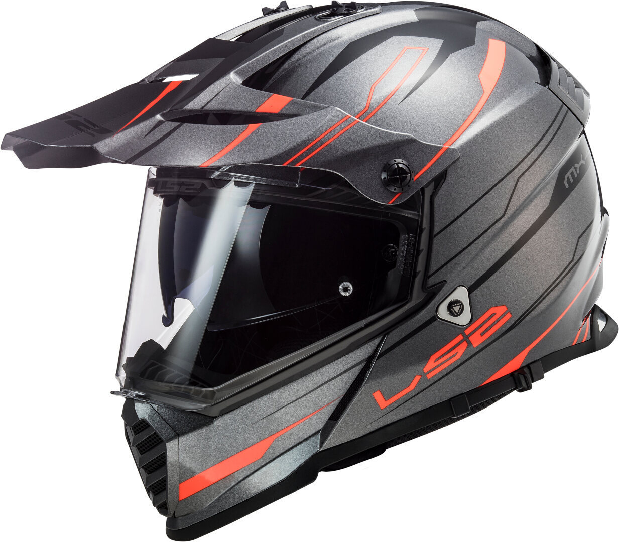 Шлем LS2 MX436 Pioneer Evo Knight для мотокросса, серо-оранжевый