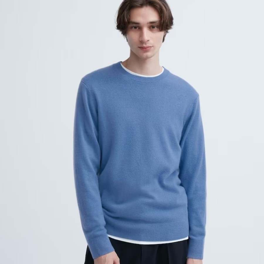 Джемпер Uniqlo Cashmere, синий джемпер uniqlo cashmere 3d knit seamless v neck красный