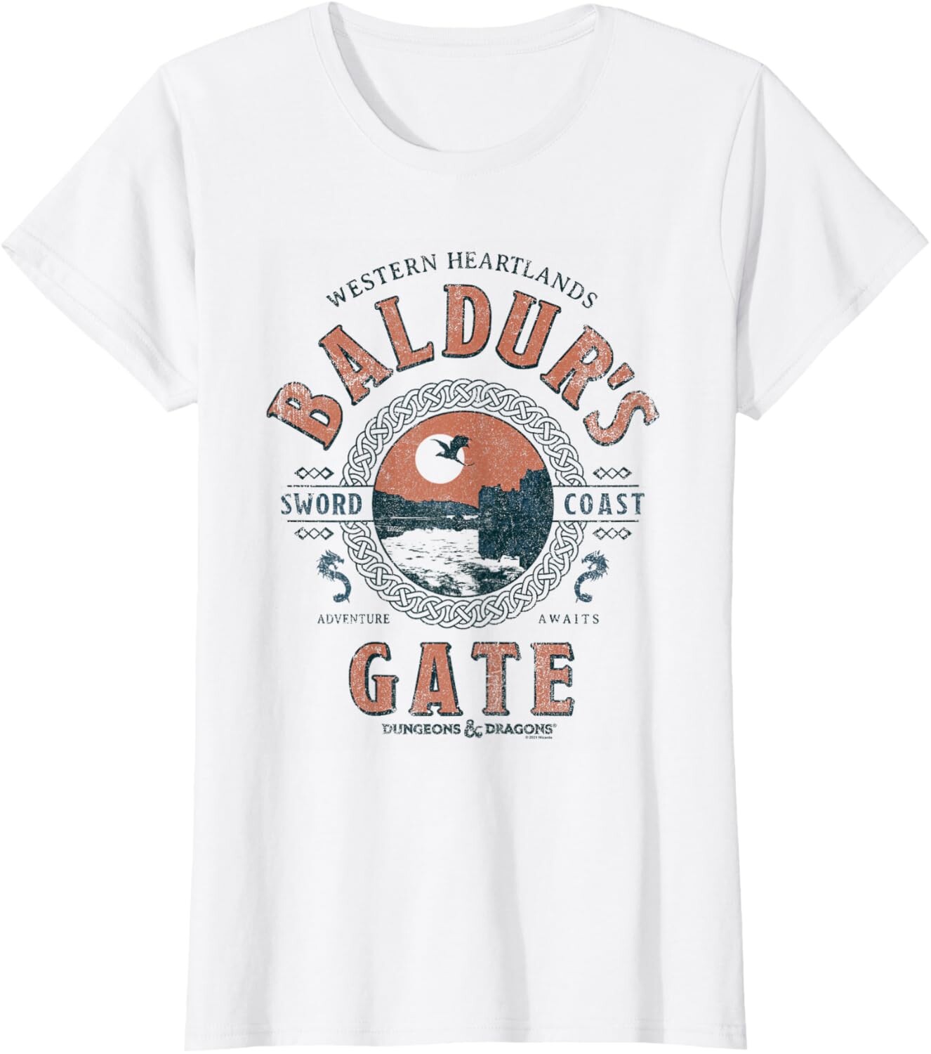 

Женская футболка Dungeons & Dragons Adventure Awaits at Baldur's Gate, белый