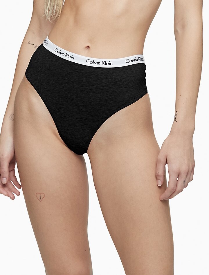 

Хлопковые трусики-танга с высокой талией и логотипом Carousel Calvin Klein, черный