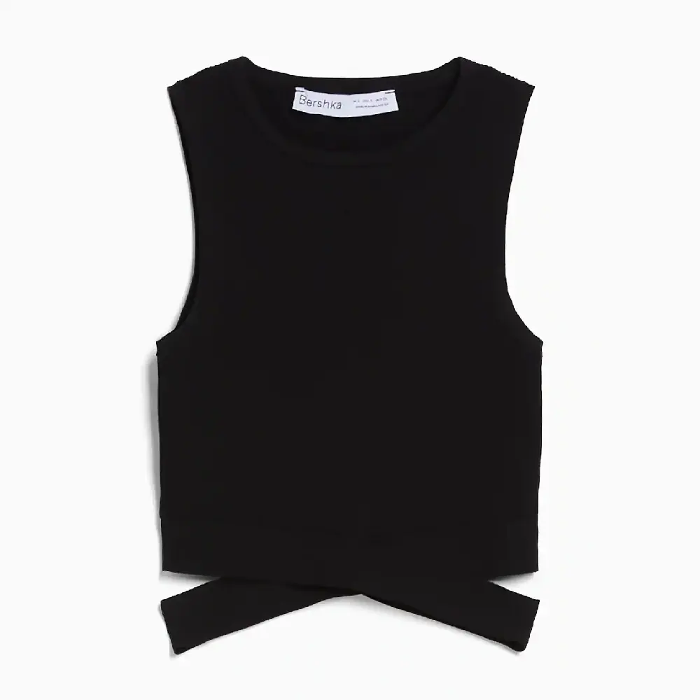 

Топ Bershka Knit With Crossover Straps, черный
