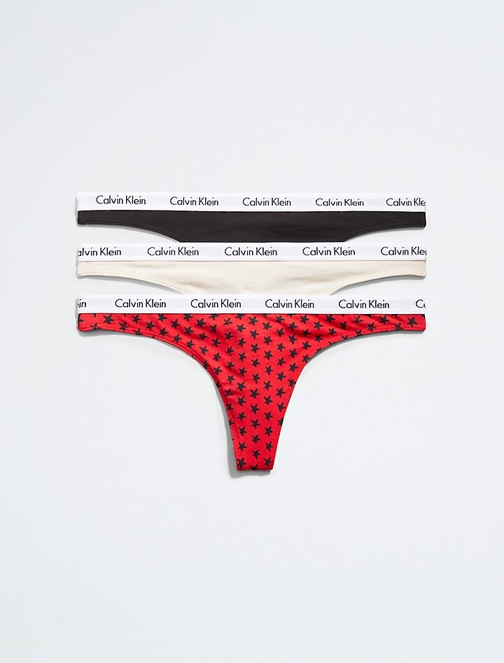 

Комплект из 3 хлопковых стрингов с логотипом Carousel Calvin Klein, черный