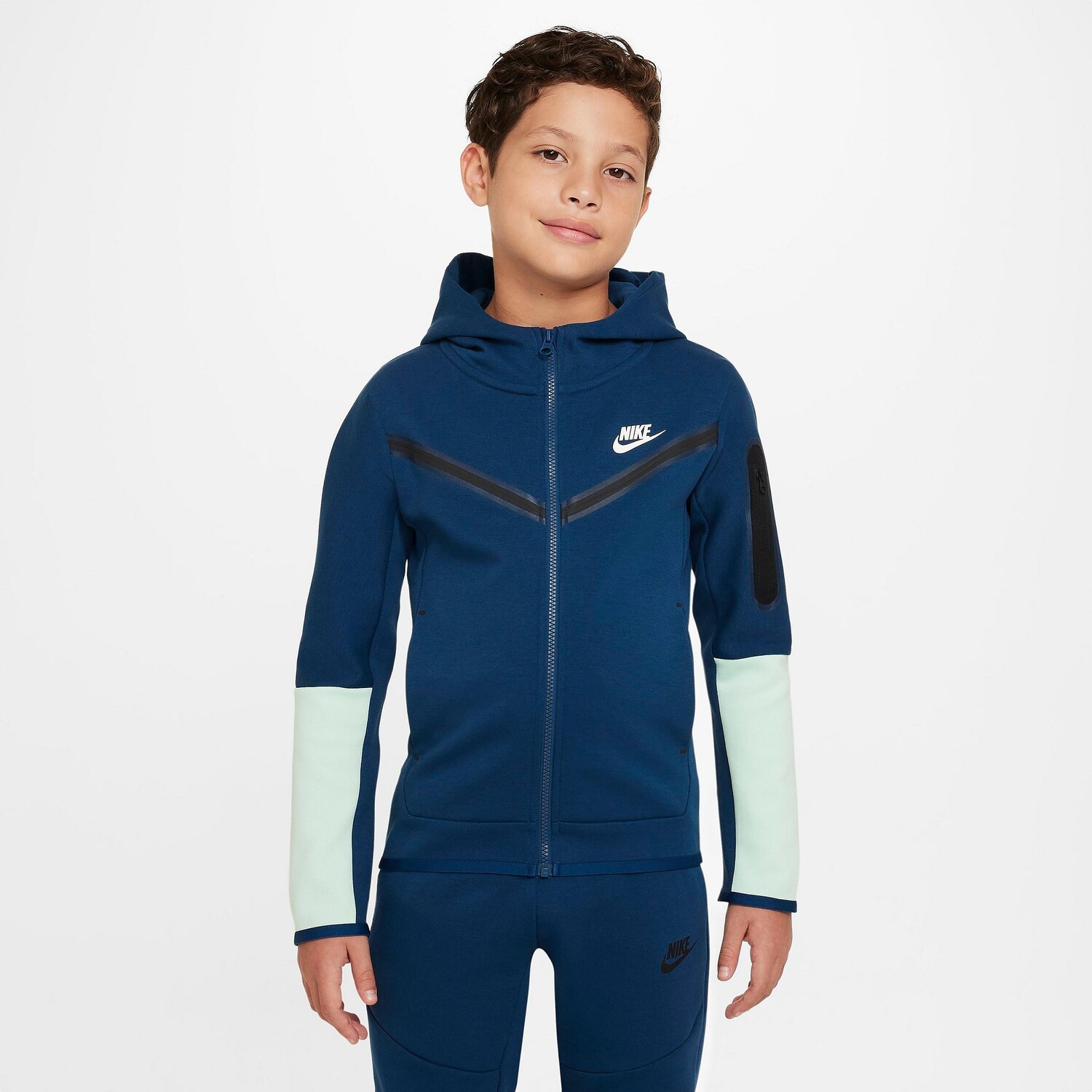 

Детская худи Nike Sportswear Tech Fleece с молнией во всю длину, синий