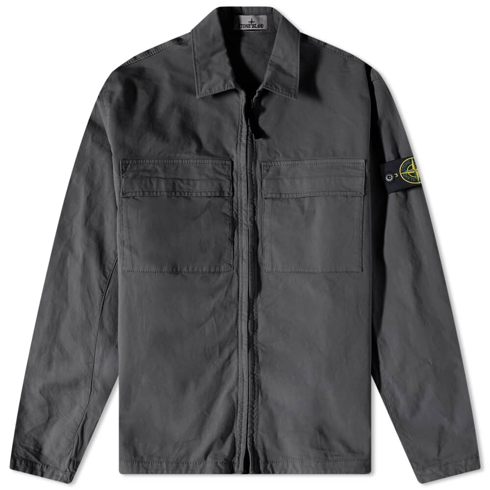 

Рубашка-рубашка Supima из хлопкового твила Stretch-TC с молнией Stone Island, Серый