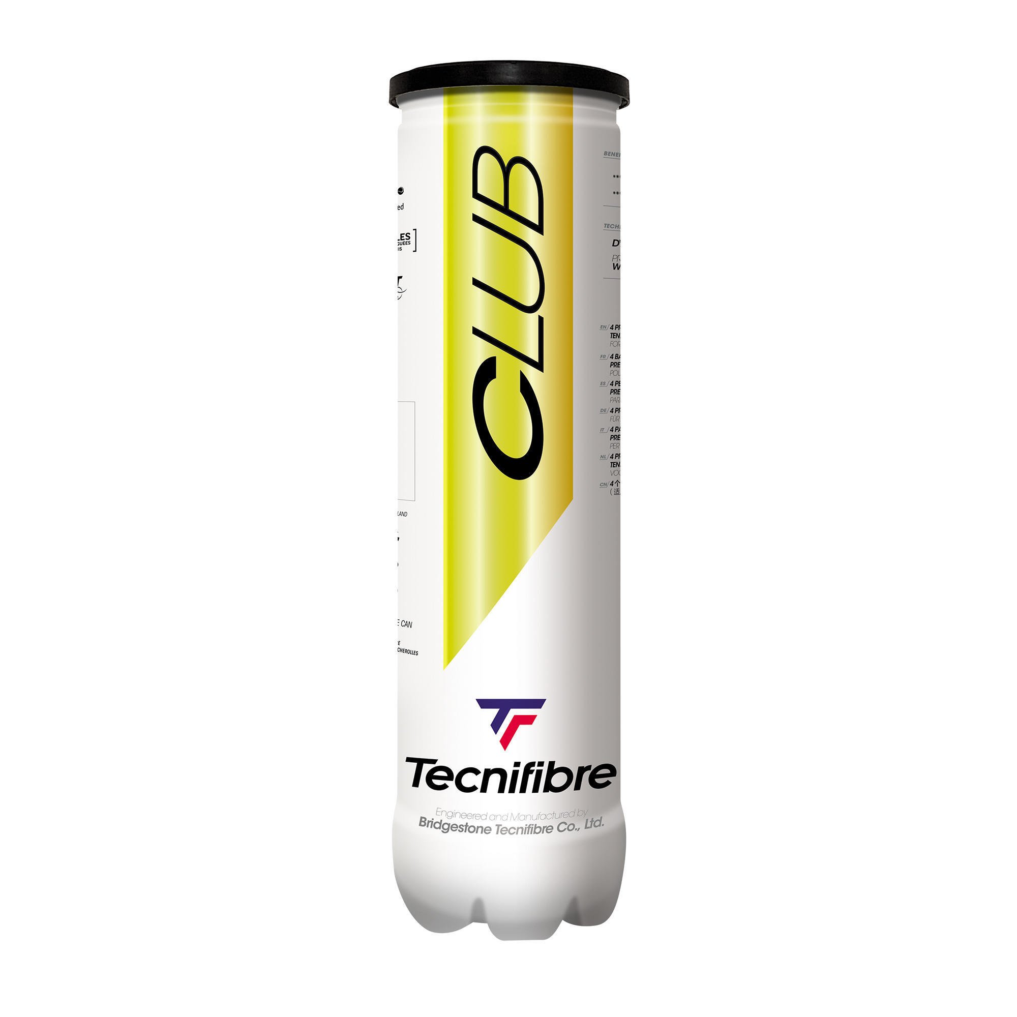 Теннисные мячи Tecnifibre Club Speed, 4 шт., неоново-желтый - фото