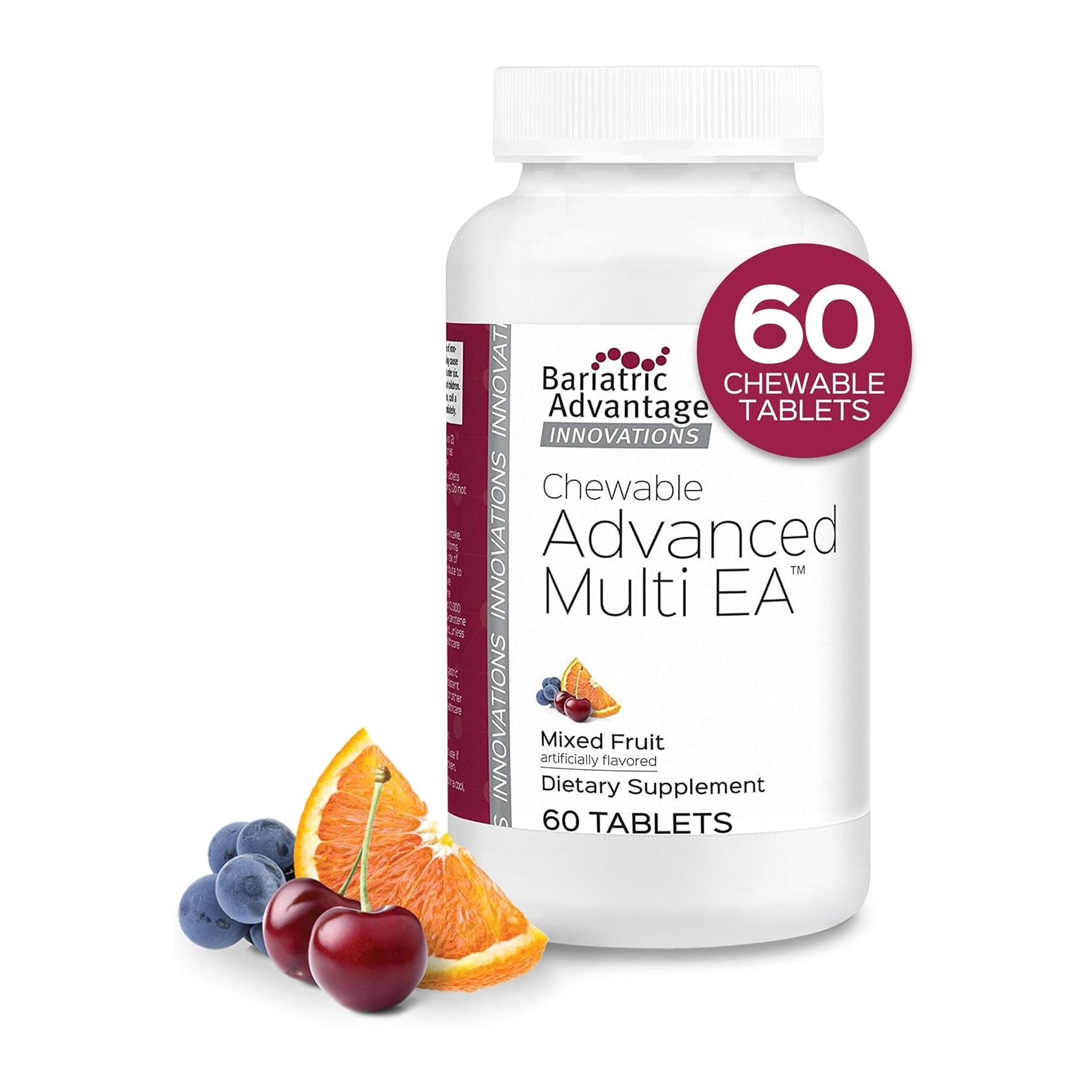 Мультивитамины Bariatric Advantage Chewable Advanced Multi EA Mixed Fruit, 60 таблеток комплекс витаминов группы e country life с токоферолом 268 мг 400 ме 90 капсул