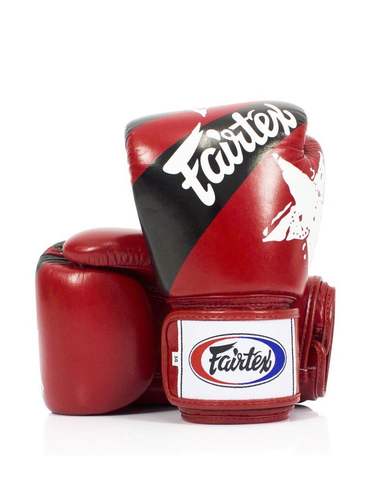 Боксерские перчатки Fairtex Design-Nation Prints Collection Universal "Tight-Fit", 10 oz., красный