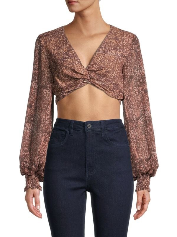 

Укороченный топ Finders Keepers спереди Malena Twist, коричневый