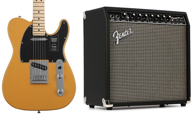 

Fender Player Telecaster — комплект Butterscotch Blonde с кленовой накладкой на гриф с комбоусилителем Fender Champion 40 1x12 дюймов, 40 Вт 2330300000=1 0145212550=1