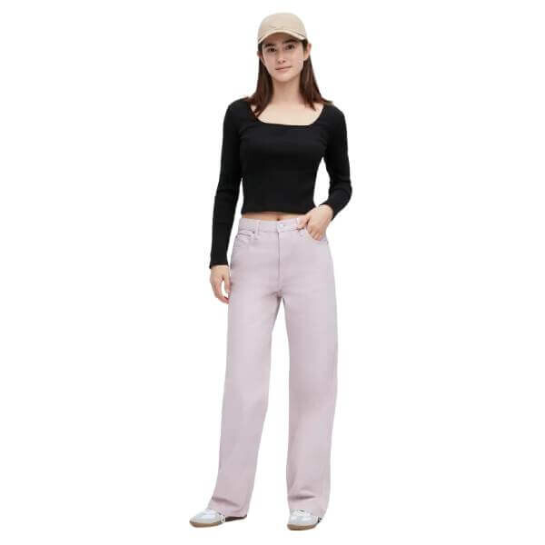 

Футболка Uniqlo Ribbed Cropped Square Neck, черный