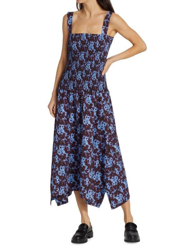 

Платье миди из присборенного поплина Proenza Schouler White Label Sky blue wine